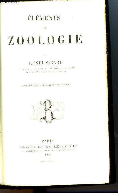 ELEMENTS DE ZOOLOGIE