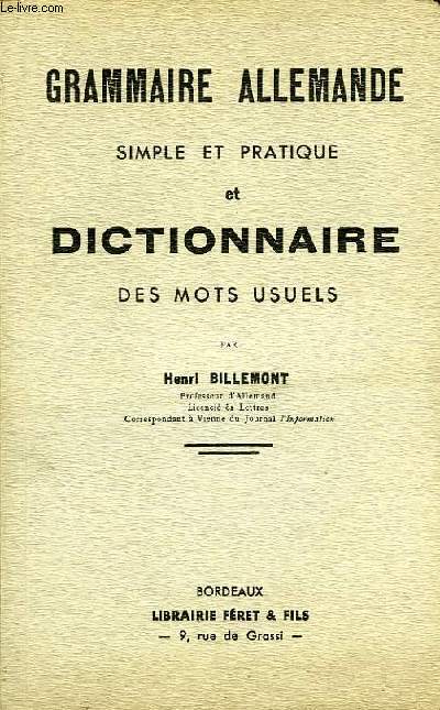 GRAMMAIRE ALLEMANDE ET DICTIONNAIRE