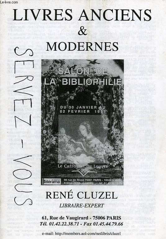 LIVRES ANCIENS ET MODERNES, RENE CLUZEL, LIBRAIRE-EXPERT