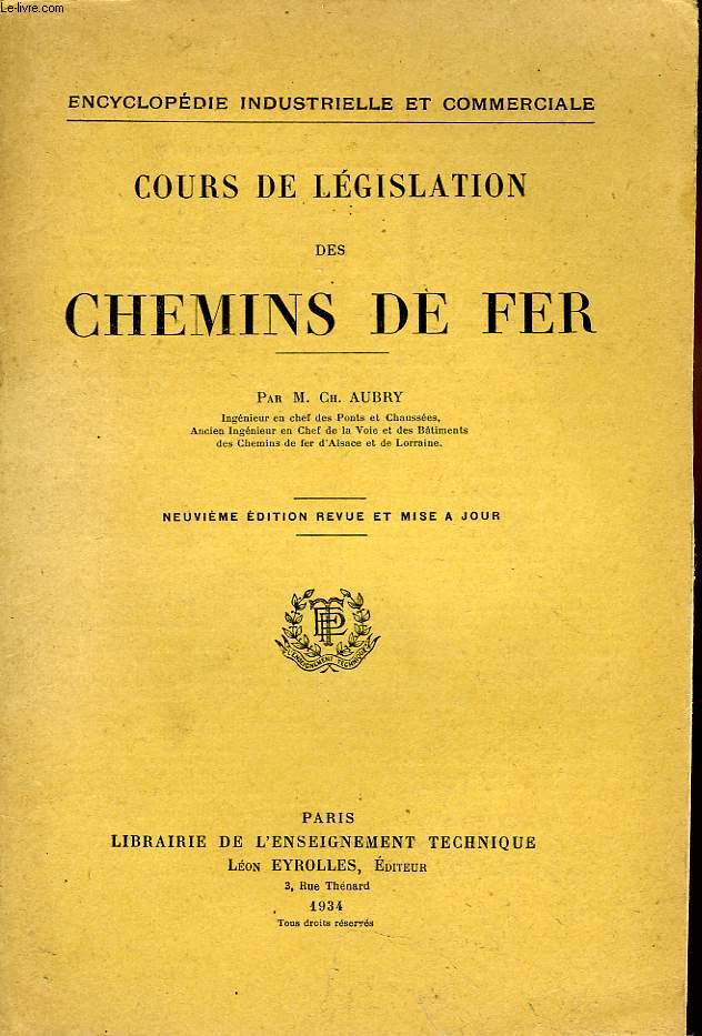 COURS DE LEGISLATION DES CHEMINS DE FER