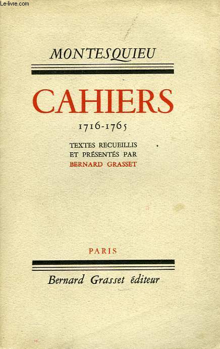 CAHIERS, 1716-1765