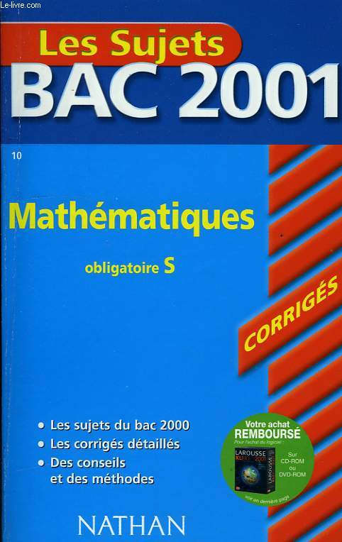 LES SUJETS, BAC 2001, MATHEMATIQUES, OBLIGATOIRE S, CORRIGES