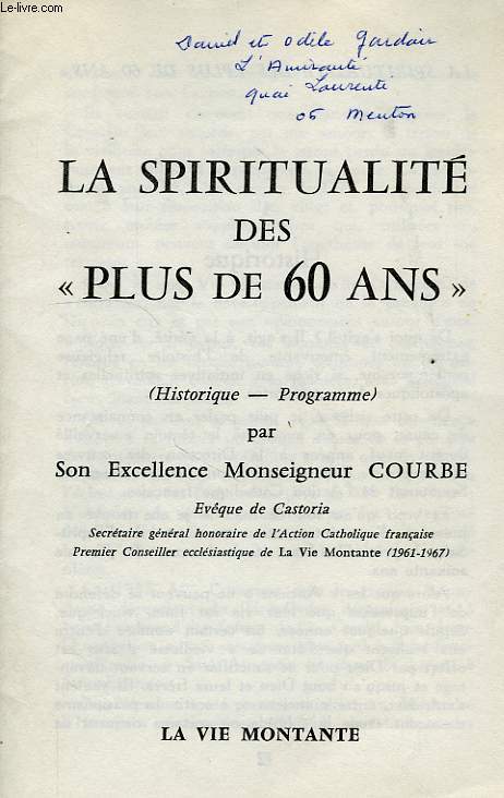 LA SPIRITUALITE DES PLUS DE 60 ANS