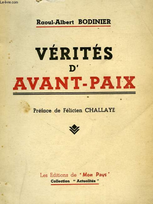 VERITES D'AVANT-PAIX