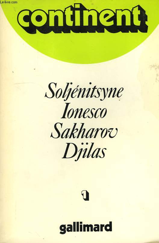 CONTINENT, 1, REVUE LITTERAIRE, SOCIO-POLITIQUE ET RELIGIEUSE DE LANGUE RUSSE, VERSION FRANCAISE