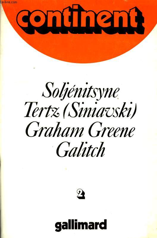 CONTINENT, 2, REVUE LITTERAIRE, SOCIO-POLITIQUE ET RELIGIEUSE DE LANGUE RUSSE