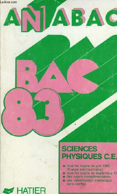 ANNABAC, BAC 83, SCIENCES PHYSIQUES CE