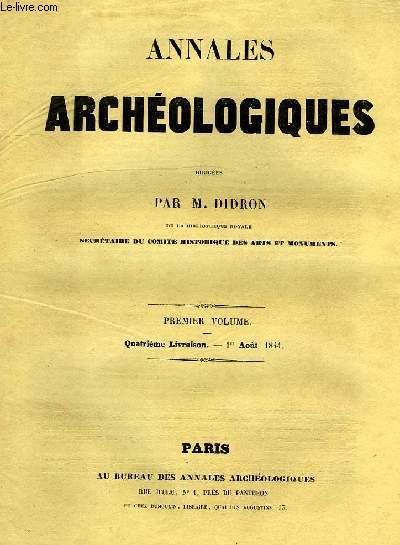 ANNALES ARCHEOLOGIQUES, PREMIER VOL., 4e LIVRAISON, 1er AOUT 1844