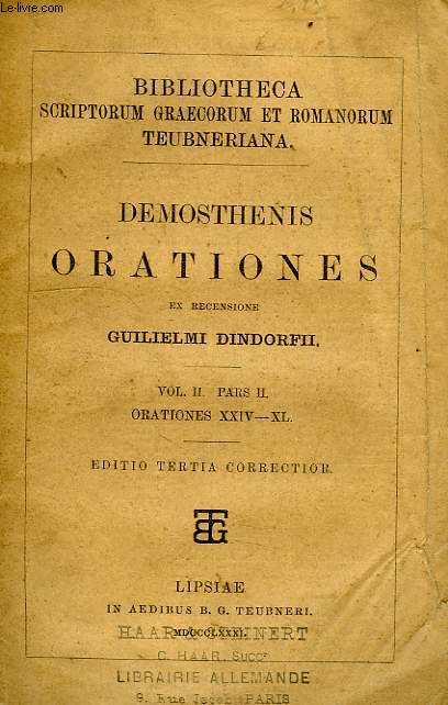DEMOSTHENIS ORATIONES, VOL. II, PARS II, ORATIONES XXIV, XL