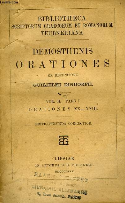 DEMOSTHENIS ORATIONES, VOL. II, PARS I, ORATIONES XX-XXIII