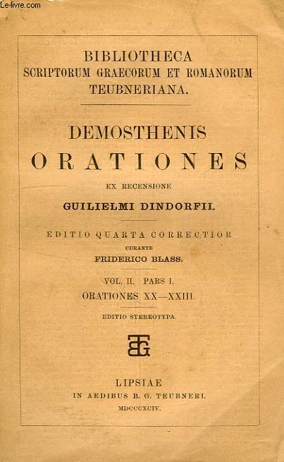 DEMOSTHENIS ORATIONES, VOL. II, PARS I, ORATIONES XX-XXIII