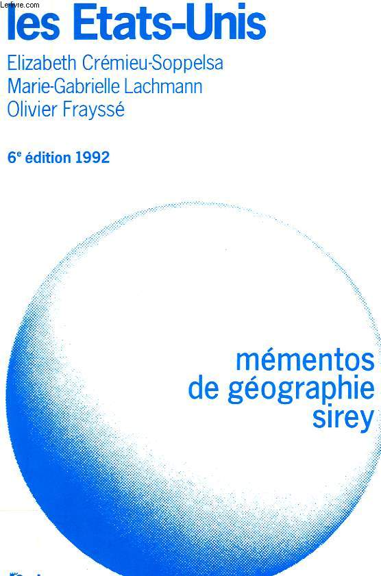 LES ETATS-UNIS, MEMENTOS DE GEOGRAPHIE SIREY