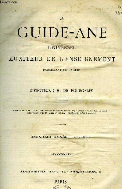 LE GUINE-ANE UNIVERSEL, MONITEUR DE L'ENSEIGNEMENT, 2e ANNEE, 1865-66, VOL. III (N1-52)