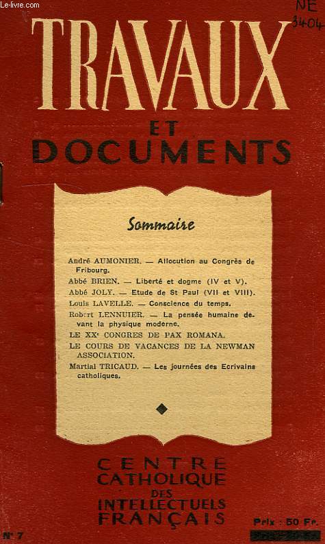 TRAVAUX ET DOCUMENTS, N 7, OCT. 1946