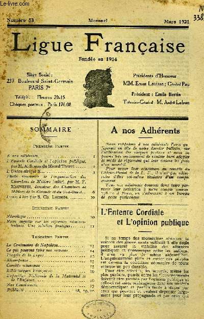 LIGUE FRANCAISE, N 53, MARS 1921