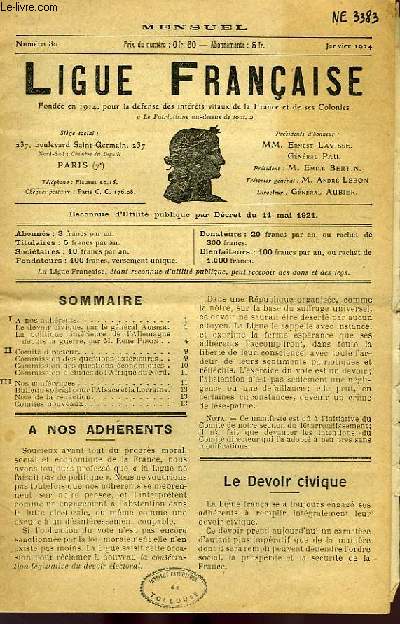 LIGUE FRANCAISE, N 80, JAN. 1924