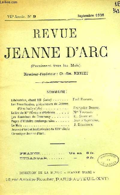 REVUE JEANNE D'ARC, VIIe ANNEE, N 9, SEPT. 1905