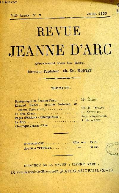 REVUE JEANNE D'ARC, VIIIe ANNEE, N 7, JUILLET 1905