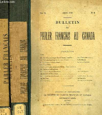 BULLETIN DU PARLER FRANCAIS AU CANADA, 1908-1917