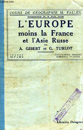 L'EUROPE (MOINS LA FRANCE) ET L'ASIE RUSSE, CLASSES DE 4e A ET B, ENSEIGNEMENT PRIMAIRE SUPERIEUR, 2e ANNEE