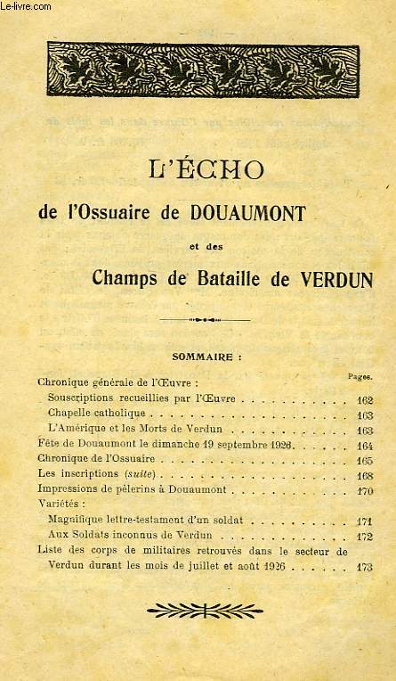 L'ECHO DE L'OSSUAIRE DE DOUAUMONT ET DES CHAMPS DE BATAILLE DE VERDUN
