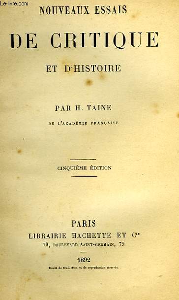 NOUVEAUX ESSAIS DE CRITIQUE ET D'HISTOIRE