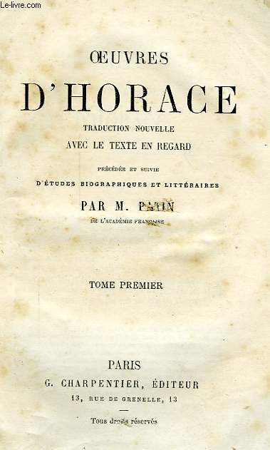 OEUVRES D'HORACE, TOME I
