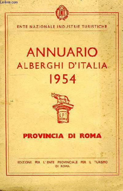 ANNUARIO ALBERGHI D'ITALIA, 1954, PROVINCIA DI ROMA