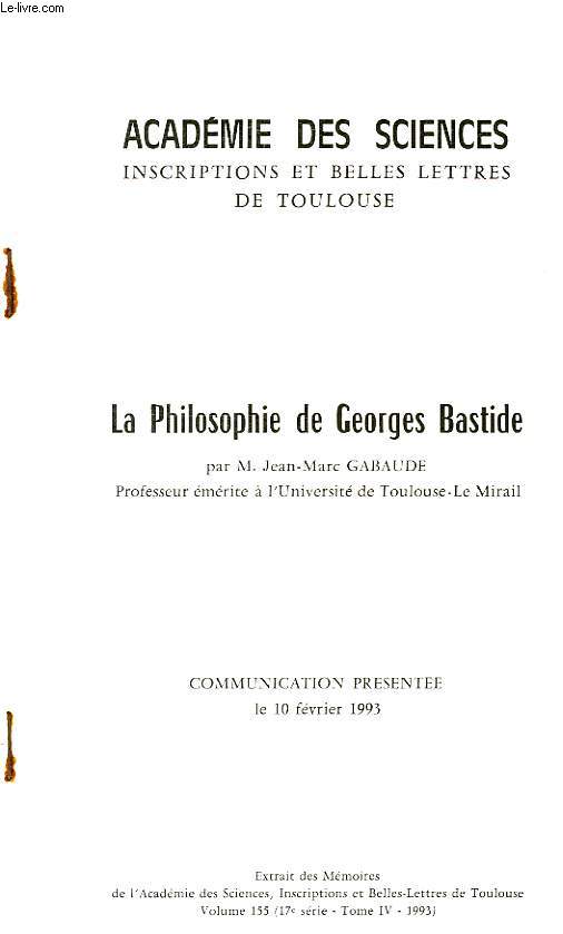 LA PHILOSOPHIE DE GEORGES BASTIDE