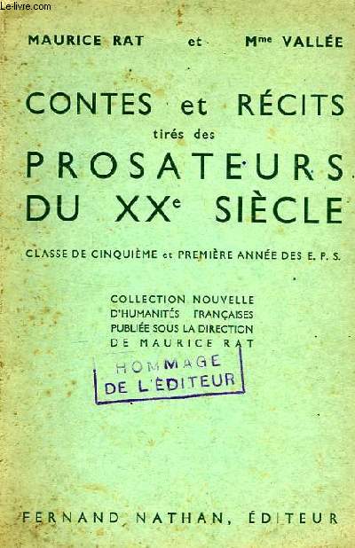 CONTES ET RECITS DU XXe SIECLE, 5e, 1re ANNEE DES EPS