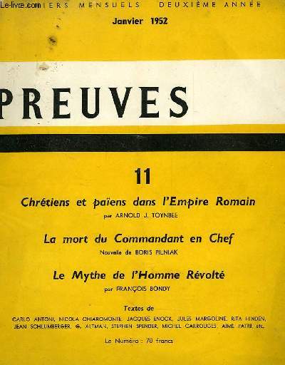PREUVES N 11, JANVIER 1952