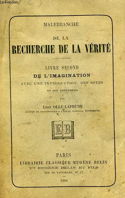 DE LA RECHERCHE DE LA VERITE, LIVRE II, DE L'IMAGINATION