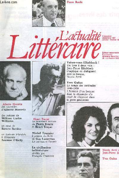 L'ACTUALITE LITTERAIRE, N 34, DEC. 1981 - JAN.-FEV 1982