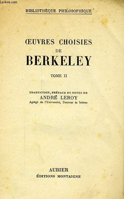 OEUVRES CHOISIES DE BERKELEY, TOME II