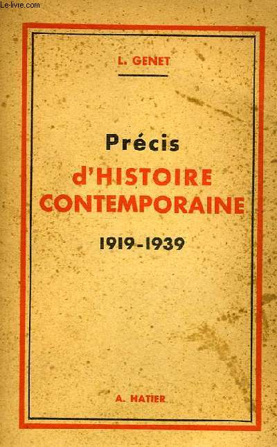 PRECIS D'HISTOIRE CONTEMPORAINE, 1919-1939