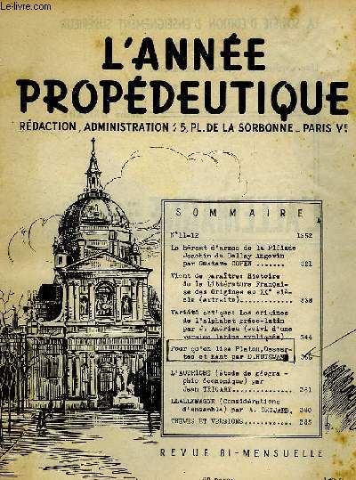 L'ANNEE PROPEDEUTIQUE, N 11-12, 1952, 4e ANNEE