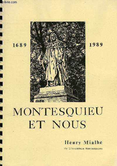 MONTESQUIEU ET NOUS, 1689-1989 (MEMOIRE)