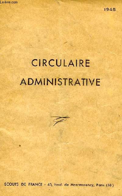 CIRCULAIRE ADMINISTRATIVE