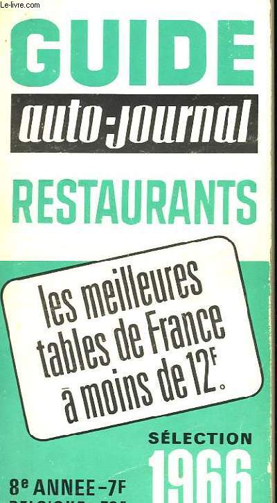 GUIDE AUTO-JOURNAL, RESTAURANTS, 1966