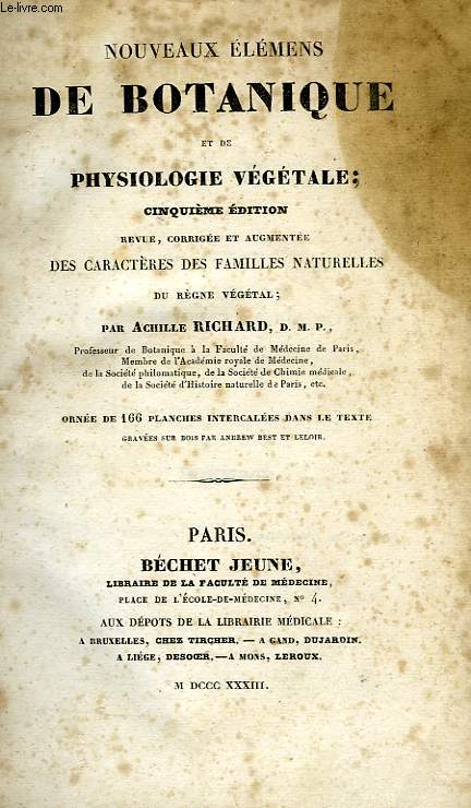 NOUVEAUX ELEMENTS DE BOTANIQUE ET DE PHYSIOLOGIE VEGETALE