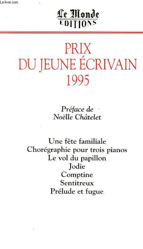 PRIX DU JEUNE ECRIVAIN 1995
