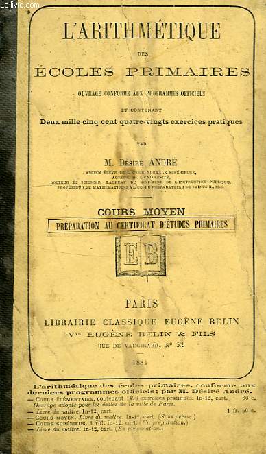 L'ARITHMETIQUE DES ECOLES PRIMAIRES, COURS MOYEN