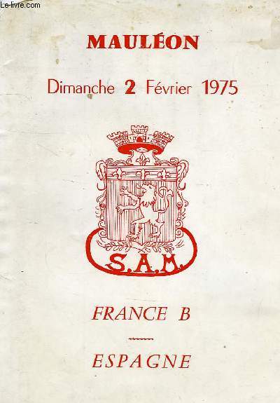MAULEON, DIMANCHE 2 FEVRIER 1975, FRANCE B, ESPAGNE
