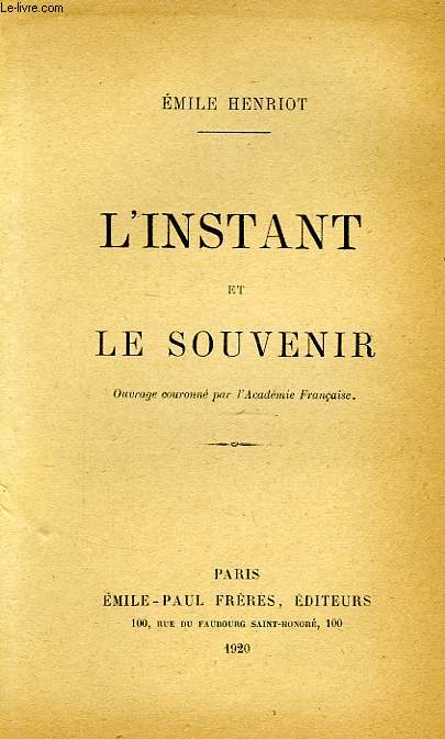 L'INSTANT ET LE SOUVENIR