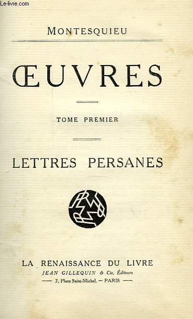 OEUVRES, TOME 1, LETTRES PERSANES