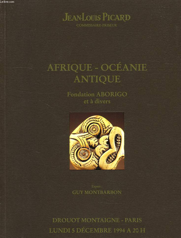 AFRIQUE, OCEANIE ANTIQUE, FONDATION ABORIGO ET A DIVERS, VENTE A PARIS DROUOT MONTAIGNE