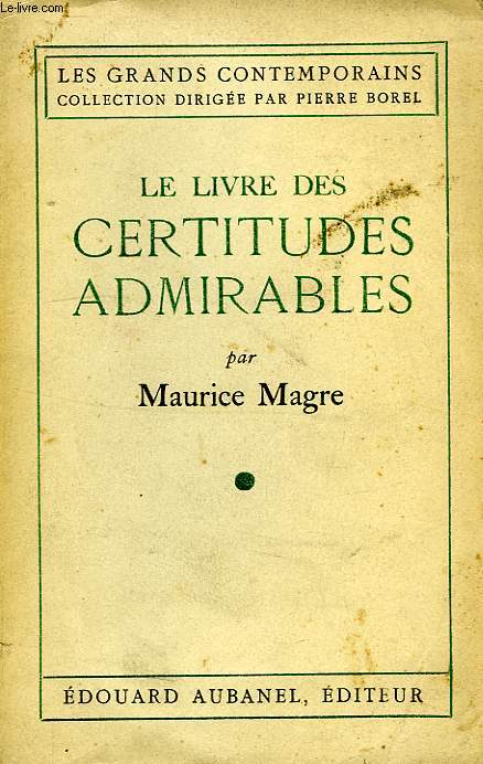 LE LIVRE DES CERTITUDES ADMIRABLES