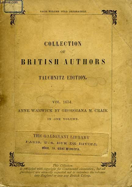 ANNE WARWICK (VOL. 1654), IN ONE VOLUME