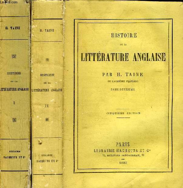 HISTOIRE DE LA LITTERATURE ANGLAISE, TOMES I & II