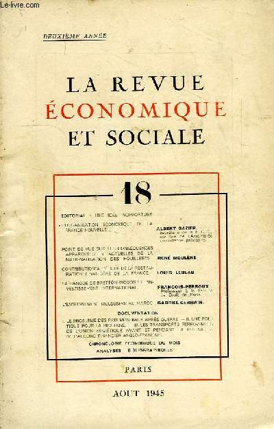 LA REVUE ECONOMIQUE ET SOCIALE, 2e ANNEE, 18, AOUT 1945